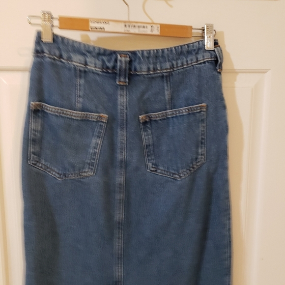 Pilcro straight denim button up skirt size 0 raw hem - Picture 6 of 12